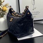 CHANEL CRUMPLED LAMBSKIN MINI HOBO BAG BLACK 15CM - 6