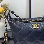 CHANEL CRUMPLED LAMBSKIN MINI HOBO BAG BLACK 15CM - 3