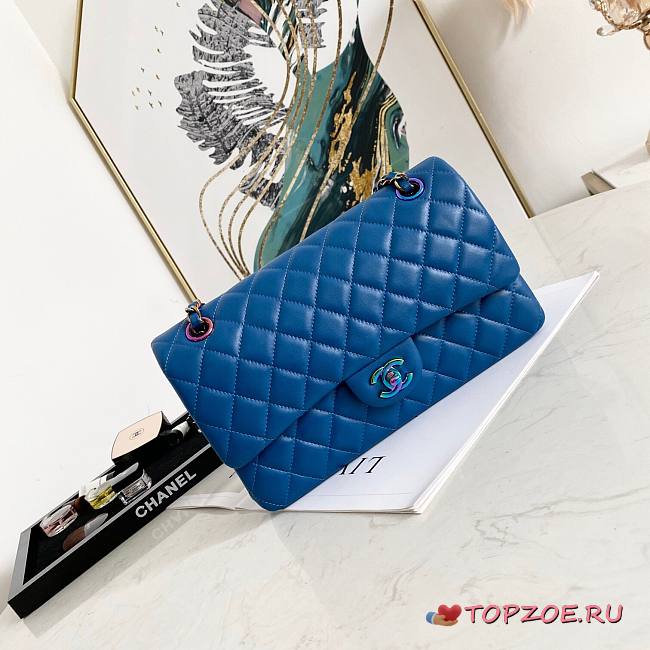 CHANEL CLASSIC HANDBAG BLUE A01112 SIZE 25 CM - 1