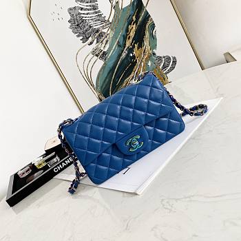 CHANEL SMALL CLASSIC FLAP BAG BLUE A01116 SIZE 20 CM