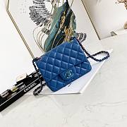CHANEL MINI FLAP BAG BLUE A35200 SIZE 17 CM - 1