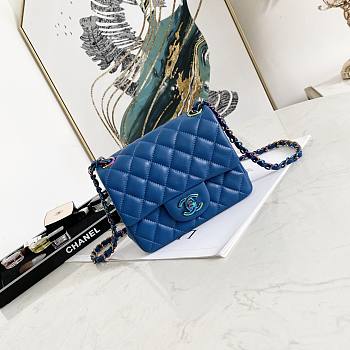CHANEL MINI FLAP BAG BLUE A35200 SIZE 17 CM