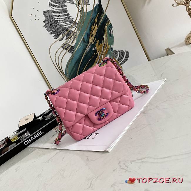 CHANEL MINI FLAP BAG PINK A35200 SIZE 17 CM - 1