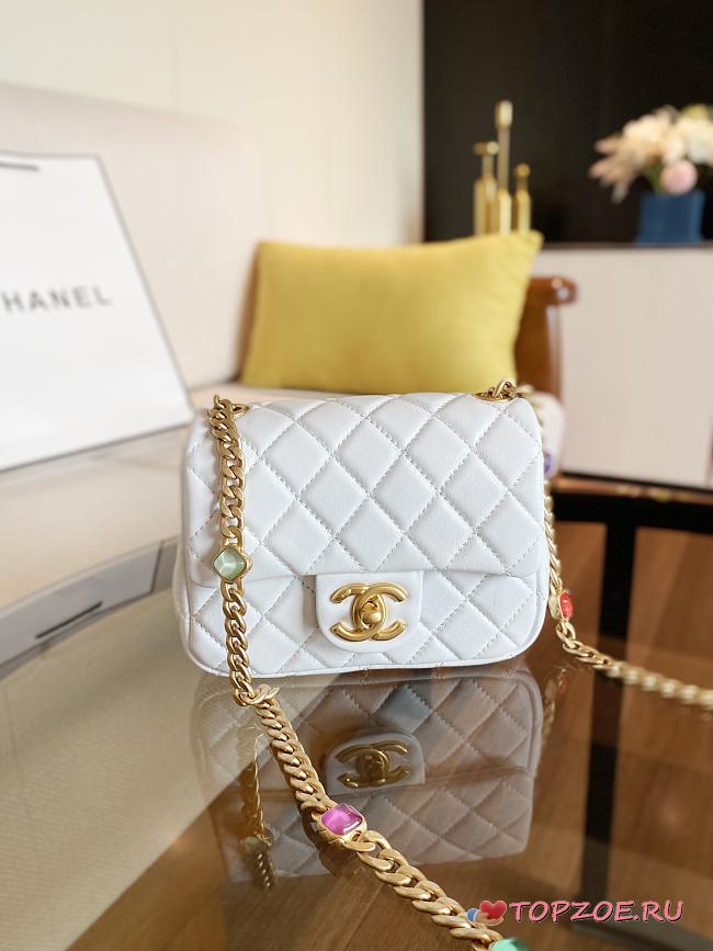 CHANEL MINI FLAP BAG WHITE  - 1