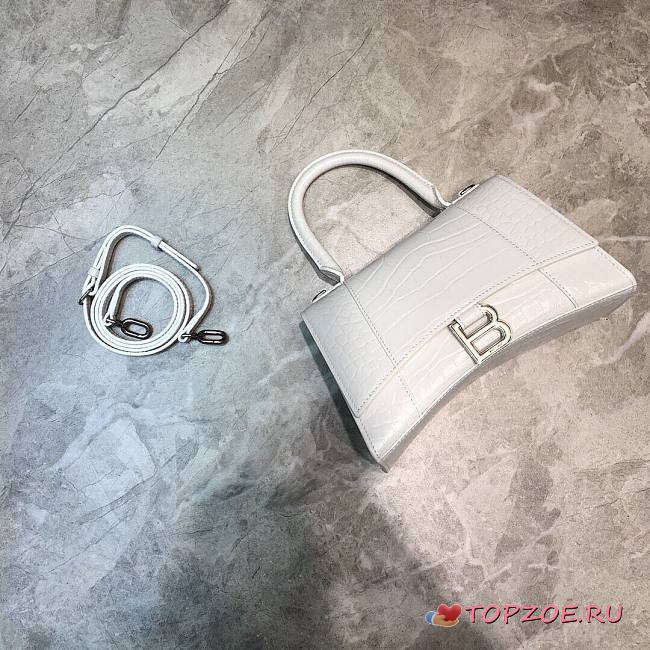 BALENCIAGA HOURGLASS SMALL TOP HANDLE BAG WHITE 5935461 SIZE 23x10x14 CM - 1