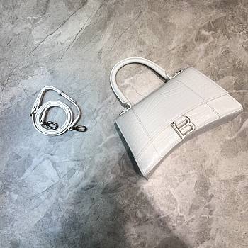 BALENCIAGA HOURGLASS SMALL TOP HANDLE BAG WHITE 5935461 SIZE 23x10x14 CM