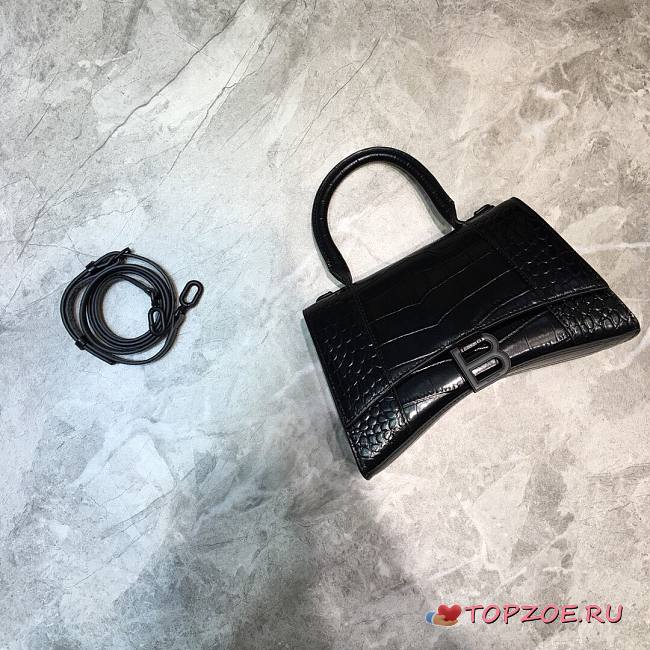 BALENCIAGA HOURGLASS SMALL TOP HANDLE BAG BLACK 5935461 SIZE 23x10x14 CM - 1