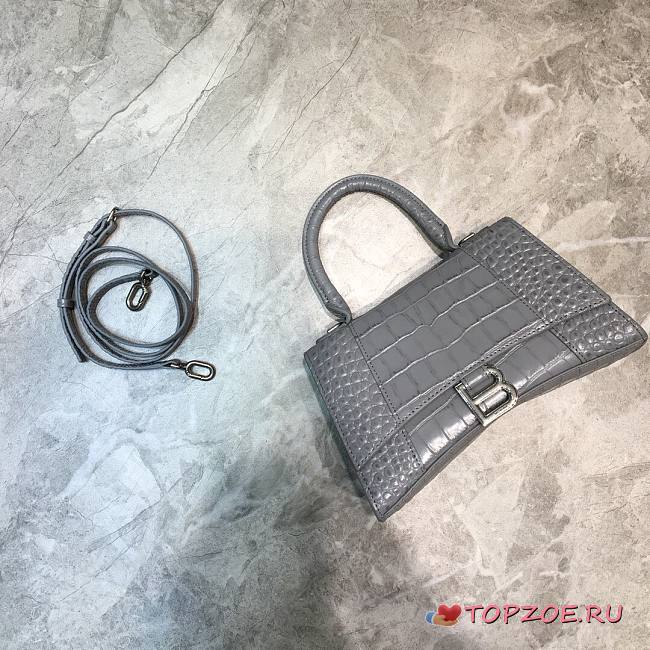 BALENCIAGA HOURGLASS SMALL TOP HANDLE BAG GRAY 5935461 SIZE 23x10x14 CM - 1