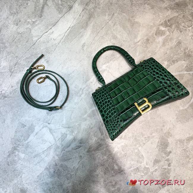BALENCIAGA HOURGLASS SMALL TOP HANDLE BAG GREEN 5935461 SIZE 23x10x14 CM - 1