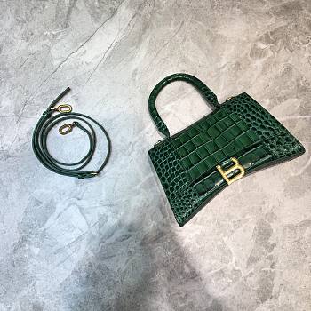 BALENCIAGA HOURGLASS SMALL TOP HANDLE BAG GREEN 5935461 SIZE 23x10x14 CM