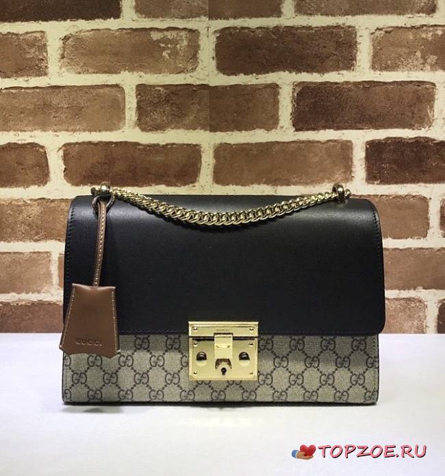 GUCCI PADLOCK MEIDUM GG SHOULDER BAG BLACK 409486 SIZE 30 x 19 x 10  CM - 1