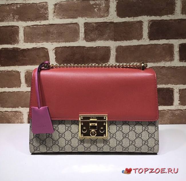 GUCCI PADLOCK MEIDUM GG SHOULDER BAG RED 409486 SIZE 30 x 19 x 10 CM - 1
