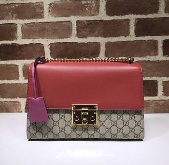 GUCCI PADLOCK MEIDUM GG SHOULDER BAG RED 409486 SIZE 30 x 19 x 10 CM