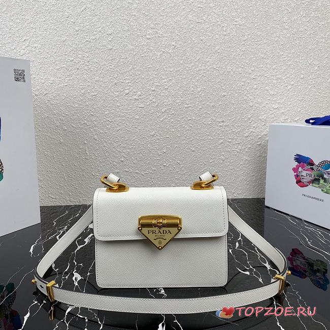 PRADA SAFFIANO LEATHER SYMBOLE BAG WHITE 1BD270 SIZE 20x14x7 CM - 1