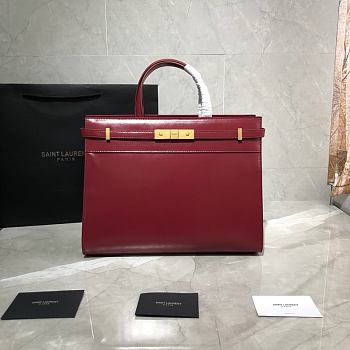 YSL MANHATTAN SMALL SHOPPING BAG BORDEAUX 568702 SIZE 32x25x12 CM