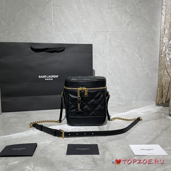 YSL 80'S VANITY BAG IN CARRÉ-QUILTED BLACK 649779 SIZE 14.5 x 16.5 x 9 CM - 1