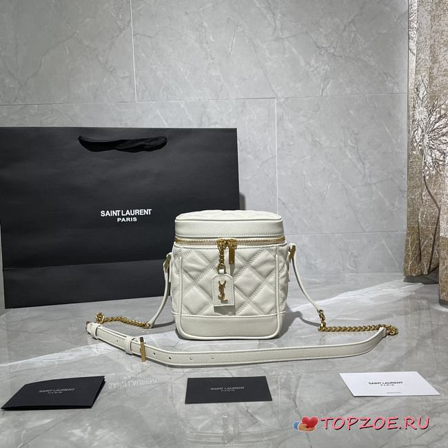 YSL 80'S VANITY BAG IN CARRÉ-QUILTED WHITE 649779 SIZE 14.5 x 16.5 x 9 CM - 1