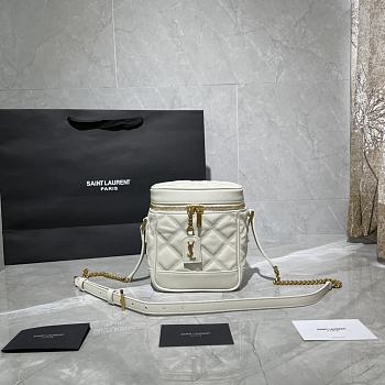 YSL 80'S VANITY BAG IN CARRÉ-QUILTED WHITE 649779 SIZE 14.5 x 16.5 x 9 CM