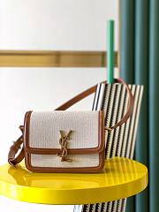 YSL SOLFERINO SMALL SATCHEL NATURAL BEIGE & BRICK 634306 SIZE 19 x 13 x 5 CM - 1