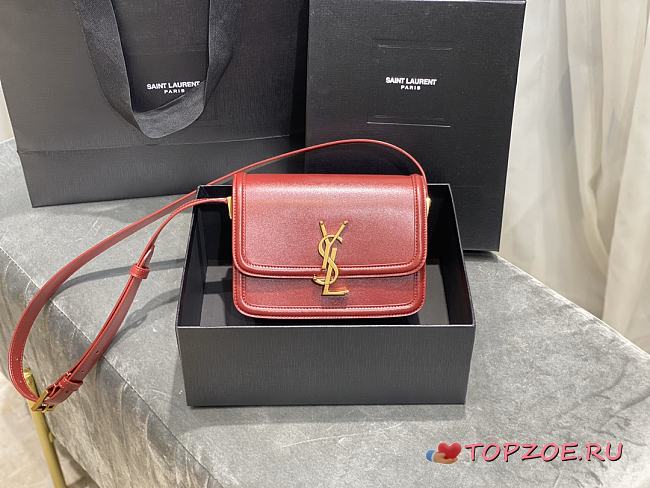 YSL SOLFERINO SMALL SATCHEL MAROON RED 634306 SIZE 19x13x5 CM - 1