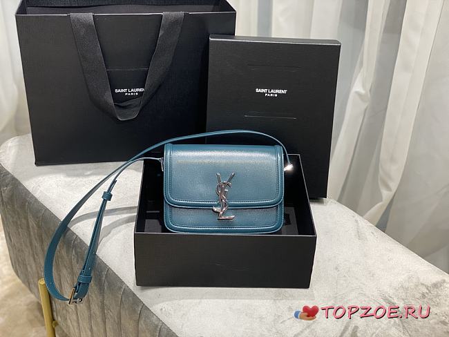 YSL SOLFERINO SMALL SATCHEL TURQUOISE GREEN 634306 SIZE 19x13x5 CM - 1