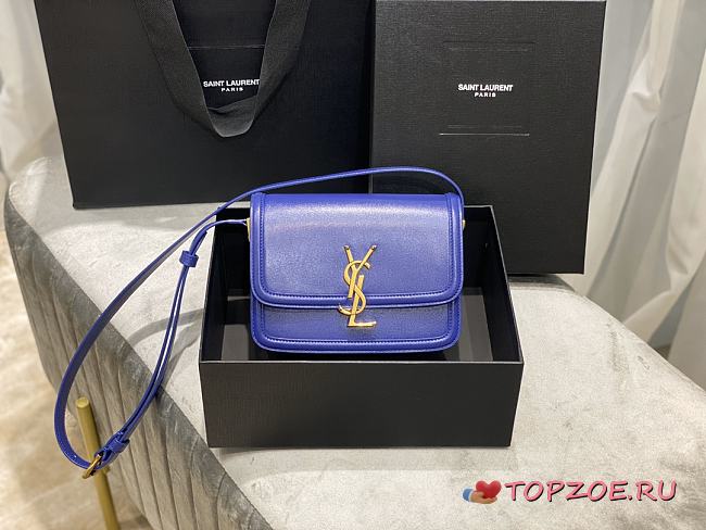 YSL SOLFERINO SMALL SATCHEL ELECTRIC BLUE 634306 SIZE 19x13x5 CM - 1