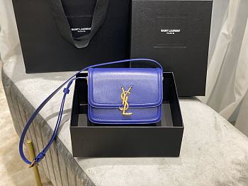 YSL SOLFERINO SMALL SATCHEL ELECTRIC BLUE 634306 SIZE 19x13x5 CM