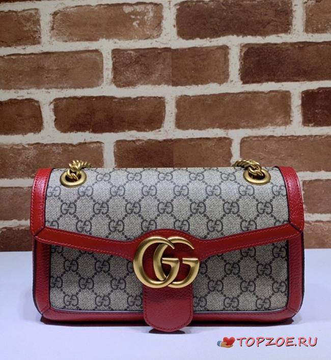 GUCCI GG SUPREME MARMONT SMALL RED ‎443497 SIZE 26 x 15 x 7 CM   - 1