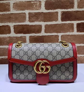 GUCCI GG SUPREME MARMONT SMALL RED ‎443497 SIZE 26 x 15 x 7 CM  