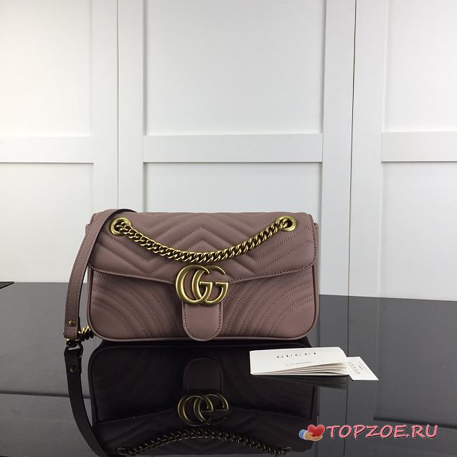 GUCCI GG MARMONT SMALL MATELASSÉ DUSTY PINK ‎443497 SIZE 26 x 15.5 x 6 CM - 1