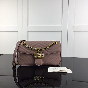 GUCCI GG MARMONT SMALL MATELASSÉ DUSTY PINK ‎443497 SIZE 26 x 15.5 x 6 CM