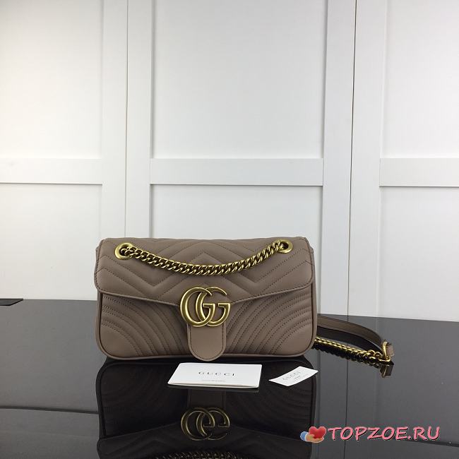 GUCCI GG MARMONT SMALL MATELASSÉ KINGSPOT GRAY ‎443497 SIZE 26 x 15.5 x 6 CM - 1