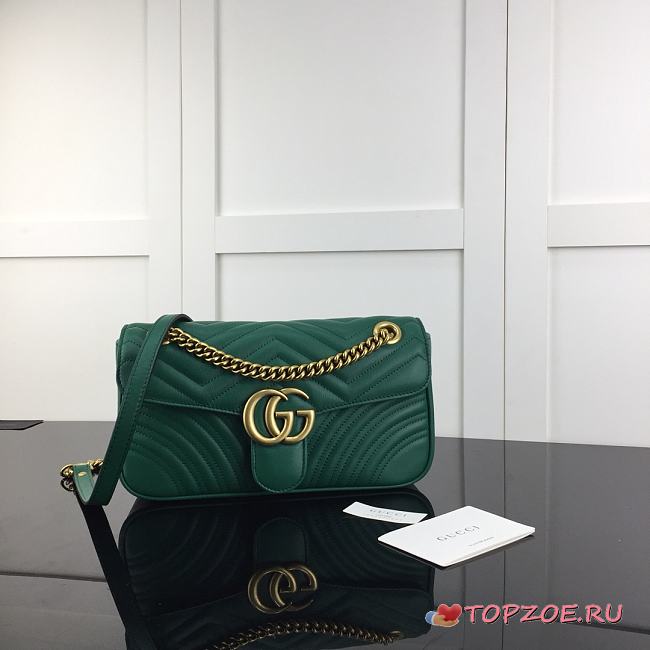 GUCCI GG MARMONT SMALL MATELASSÉ EMERALD GREEN ‎443497 SIZE 26 x 15.5 x 6 CM - 1