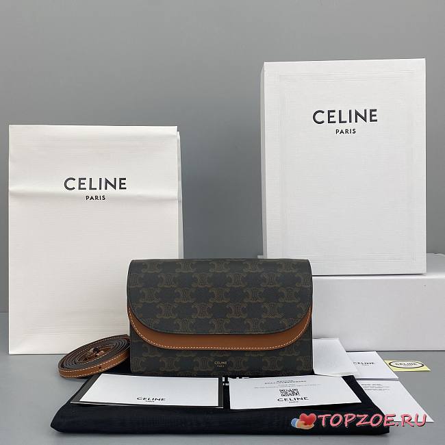 CELINE WALLET ON STRAP IN TRIOMPHE CANVAS 10D852 SIZE 20 x 13 x 6 CM - 1