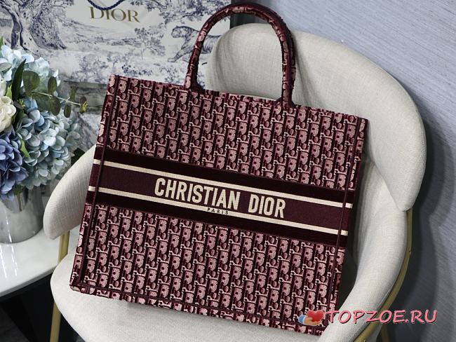 DIOR BOOK TOTE BURGUNDY OBLIQUE EMBROIDERY M1286 SIZE 41.5 x 34.5 x 16 CM - 1