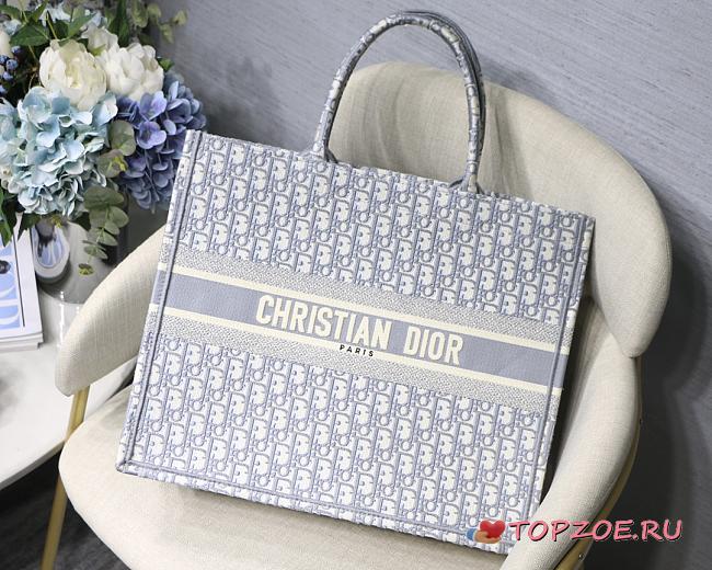 DIOR BOOK TOTE GRAY OBLIQUE EMBROIDERY M1286 SIZE 41.5 x 34.5 x 16 CM - 1