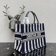 DIOR BOOK TOTE BLUE D-STRIPES M1296 SIZE 36.5 x 28 x 17.5 CM - 2