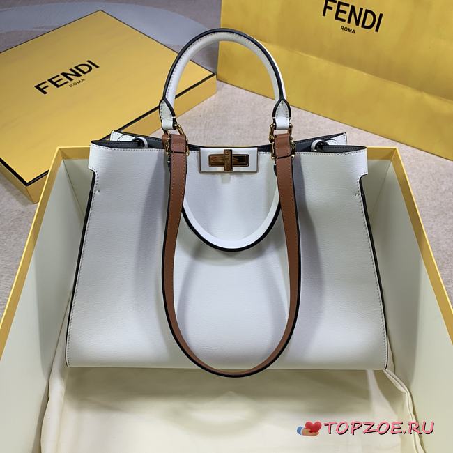 FENDI PEEKABOO X SMALL LEATHER WHITE 8BH377 SIZE 35 x 26 x 13 CM - 1