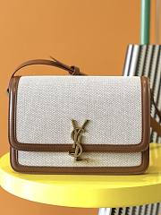 YSL SOLFERINO MEDIUM SATCHEL NATURAL BEIGE & BRICK 634305 SIZE 23x16x6 CM - 1
