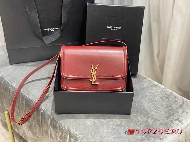 YSL SOLFERINO MEDIUM SATCHEL MAROON RED 634305 SIZE 23x16x6 CM - 1