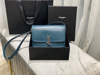YSL SOLFERINO MEDIUM SATCHEL TURQUOISE GREEN 634305 SIZE 23x16x6 CM