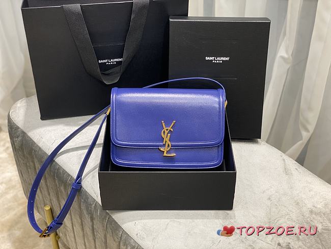YSL SOLFERINO MEDIUM SATCHEL ELECTRIC BLUE 634305 SIZE 23x16x6 CM - 1