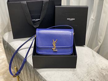 YSL SOLFERINO MEDIUM SATCHEL ELECTRIC BLUE 634305 SIZE 23x16x6 CM