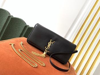 YSL KATE 99 WITH TASSEL BLACK LEATHER 604276 SIZE 26 x 13.5 x 4.5 CM