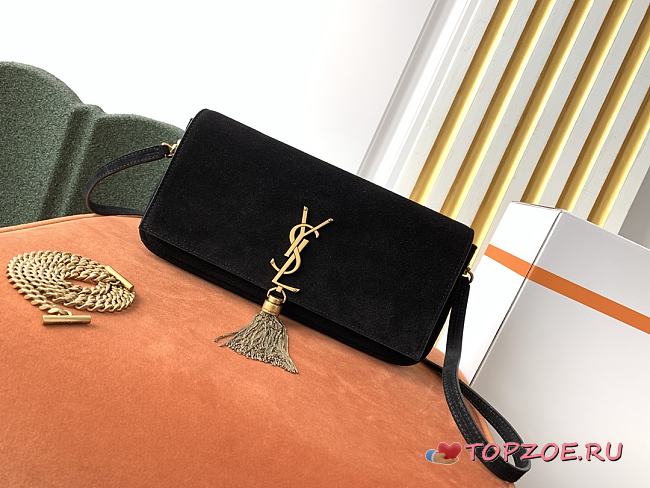 YSL KATE 99 WITH TASSEL BLACK SUEDE 604276 SIZE 26 x 13.5 x 4.5 CM - 1