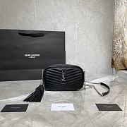YSL LOU MINI CAMERA BAG BLACK & SILVER METAL 585040 SIZE 18×10×5 CM - 1