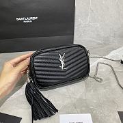 YSL LOU MINI CAMERA BAG BLACK & SILVER METAL 585040 SIZE 18×10×5 CM - 3