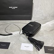 YSL LOU MINI CAMERA BAG BLACK & SILVER METAL 585040 SIZE 18×10×5 CM - 2