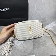 YSL LOU MINI CAMERA BAG WHITE & GOLD METAL 585040 SIZE 18×10×5 CM - 4