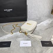 YSL LOU MINI CAMERA BAG WHITE & GOLD METAL 585040 SIZE 18×10×5 CM - 3